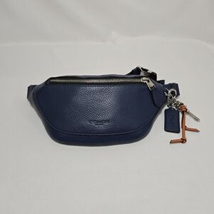 Coach Refined Pebble Leather Warren Mini Belt Bag With Charms